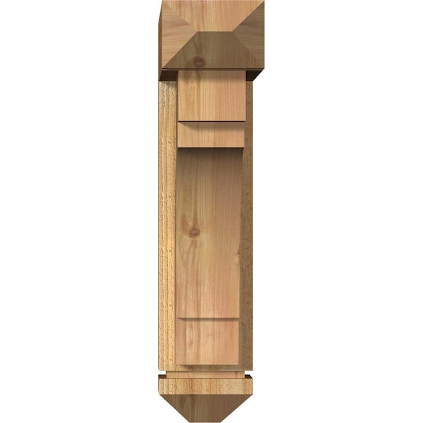 Merced Arts And Crafts Rough Sawn Bracket W/ Offset Brace, Western Red Cedar, 6W X 18D X 26H